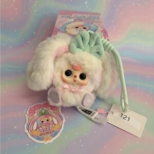 121, Baby Three Alice Rabbit Town Series Plush Pendan- Peach Ripple